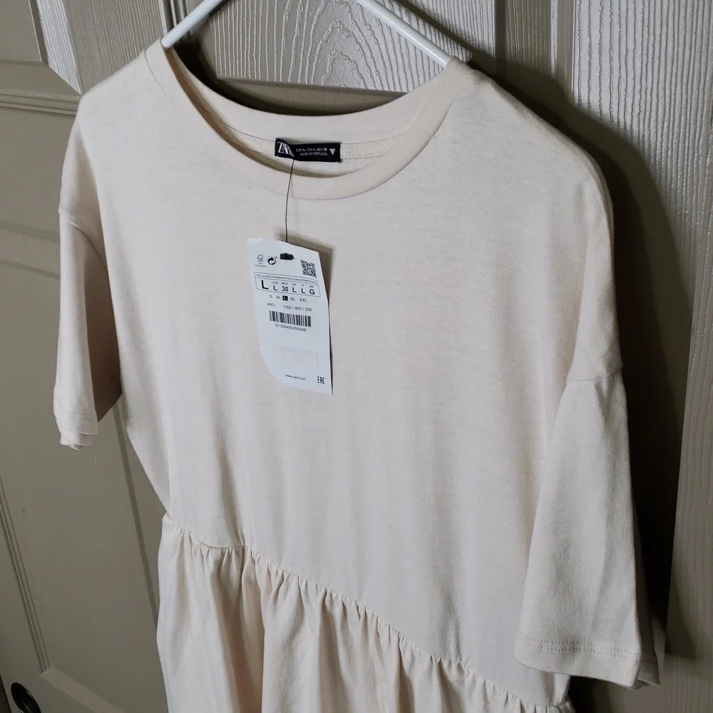 Zara Cream Tiered Midi Dress NWOT - Picture 2 of 6